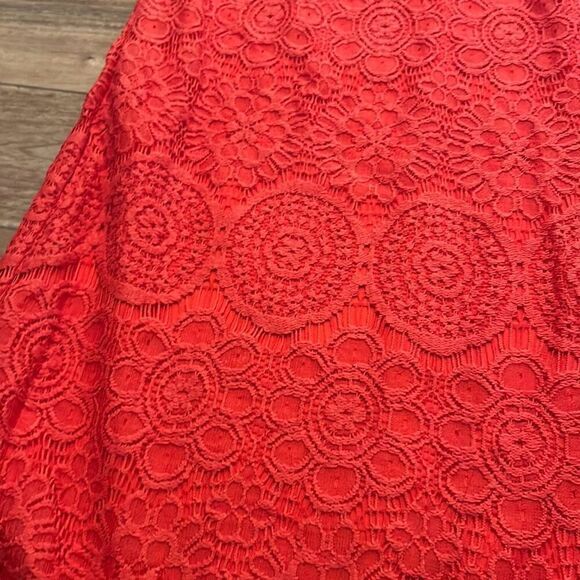 Laundry By Shelli Segal Womens Red Short Sleeve Overlay Sheath Lace Dress Size 4 - Picture 4 of 10
